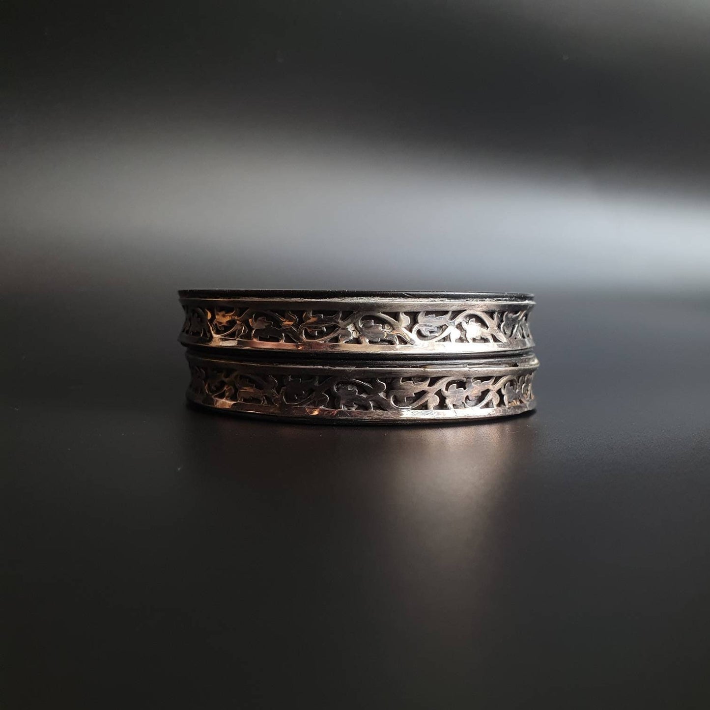 Bangles pair ebony bangles sterling silver filigree handmade unique style jewellery artisan vintage silver