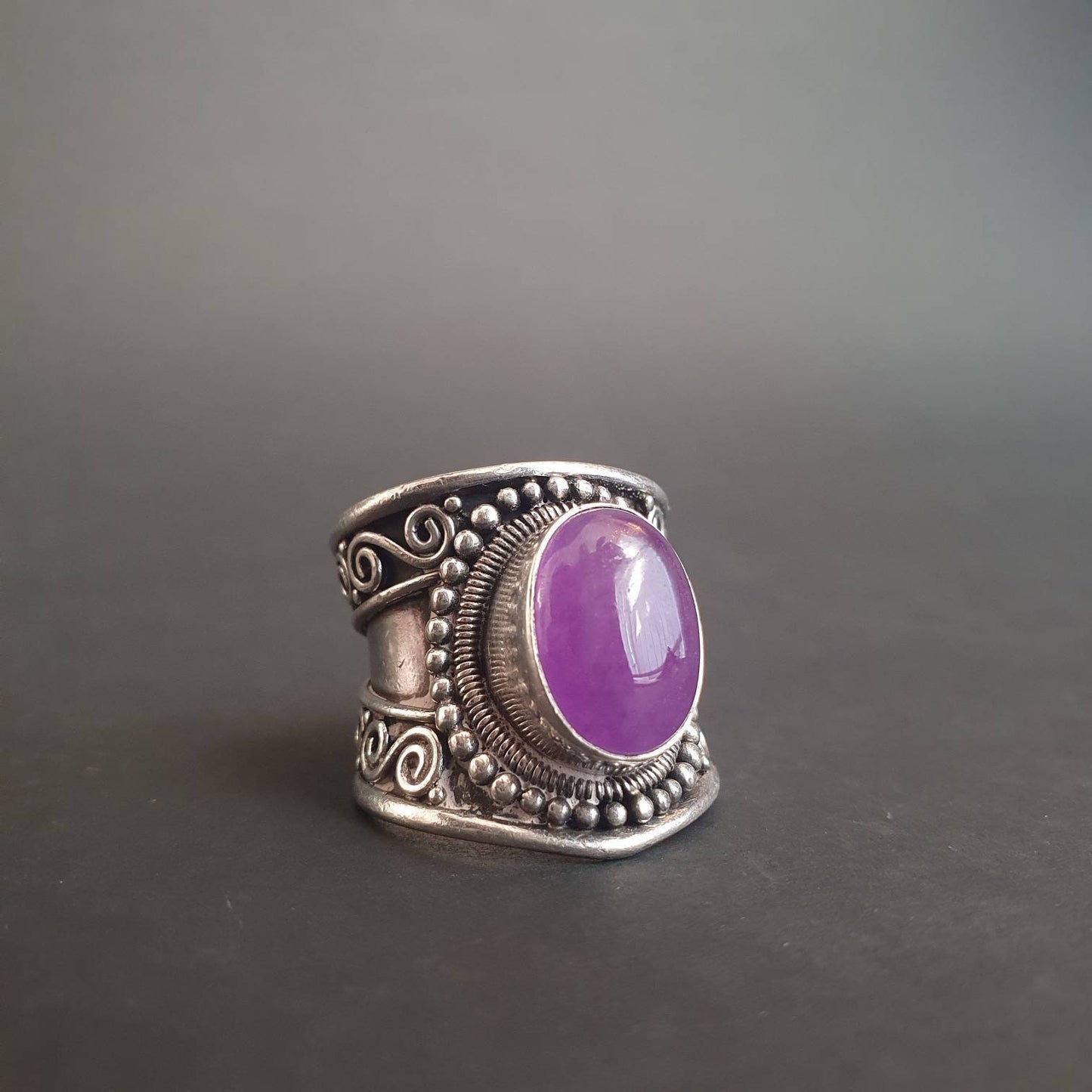 Statement ring, sterling silver ring,suarti ring, bohemian jewelry, amethyst ring, chunky ring, ethnic, tribal,952, gift's, occasions,unisex