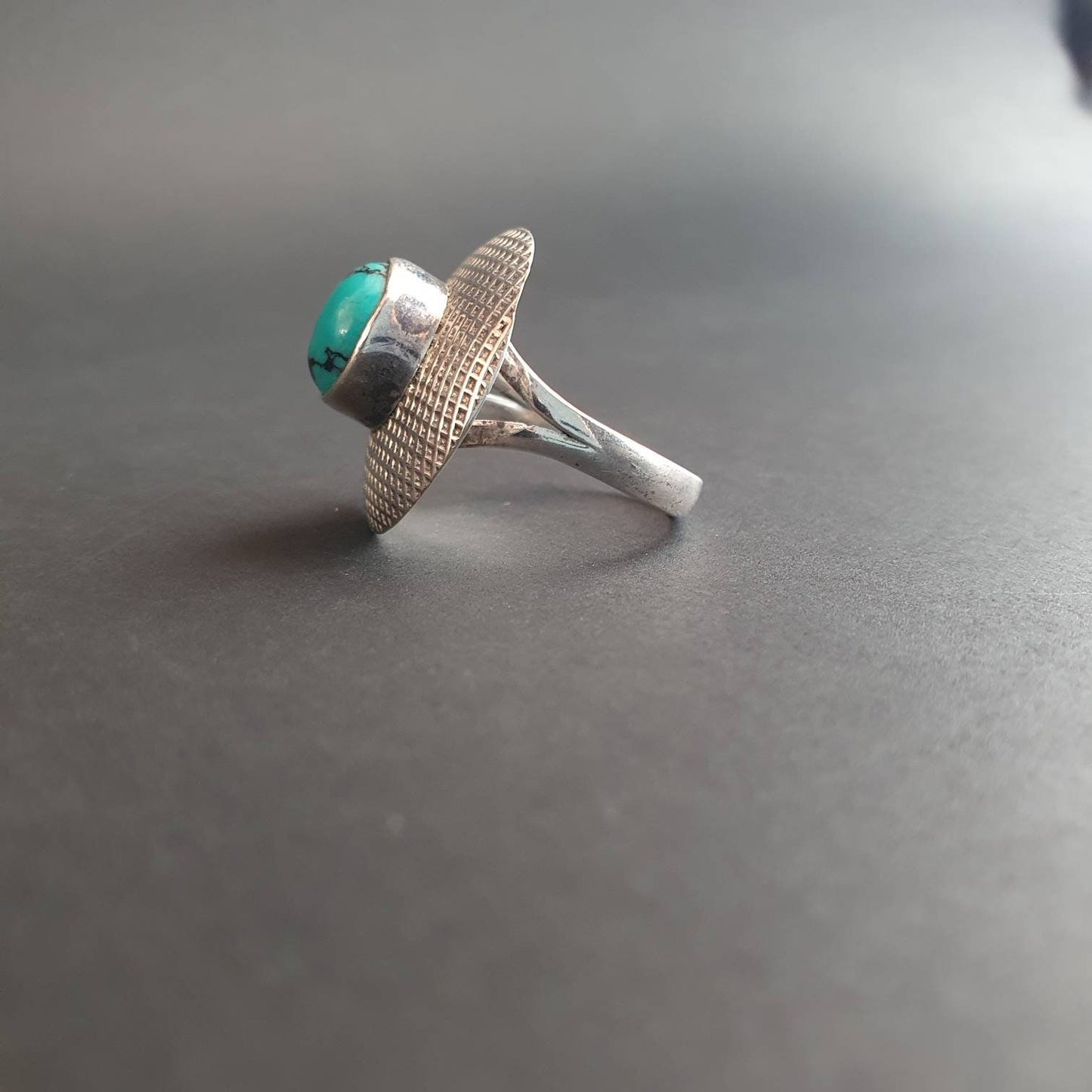 Turquoise Ring Solid 925 Sterling Silver Handmade Women New Jewelry, Unique Statement Gift, Round Shape