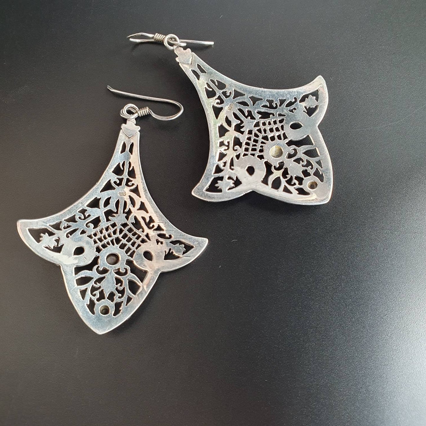 Ethnic Earrings - Silver Ethnic Dangle Earrings - Bohemian Earrings - Boho Earrings - Silver Chandelier Earrings - Black onyx gemstones 925