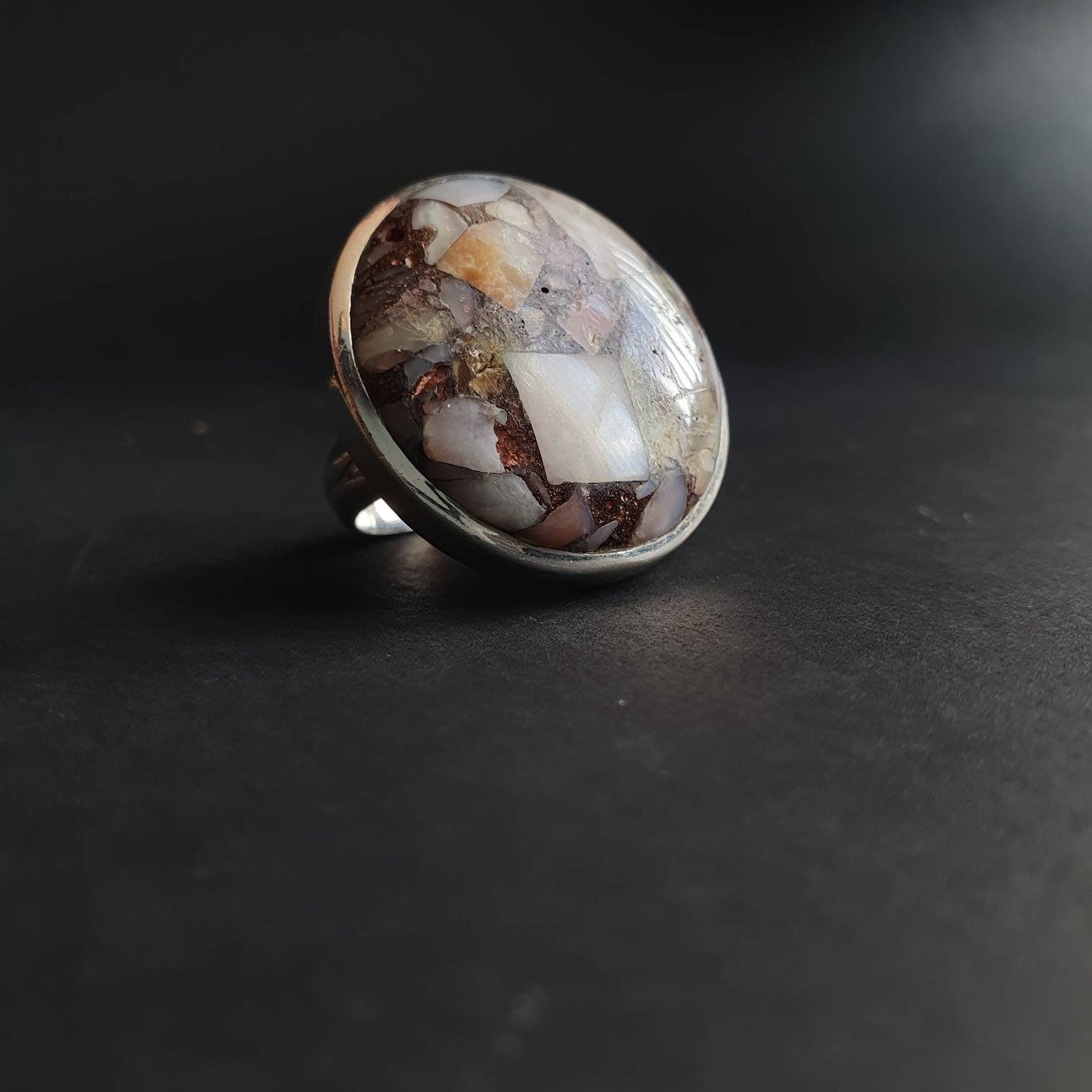Mojave opal ring sterling silver Statement large semi precious gemstone unisex gifts for her, Natural raw healing properties mojave flame