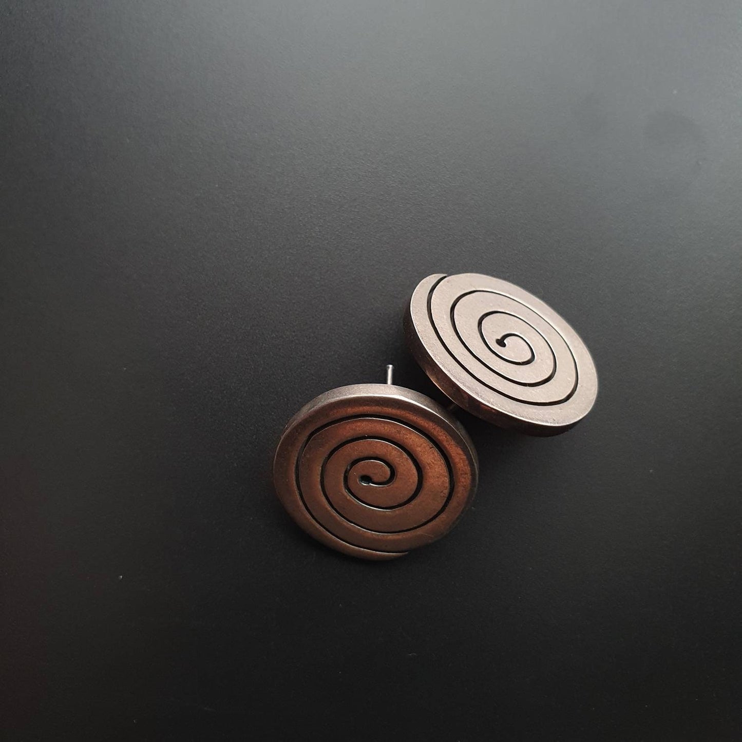 Silver Earrings, Sterling Silver Statement Earrings, Spiral Earrings, Studs Statement, Modernist Abstract Circle Round Jewellery, Street way
