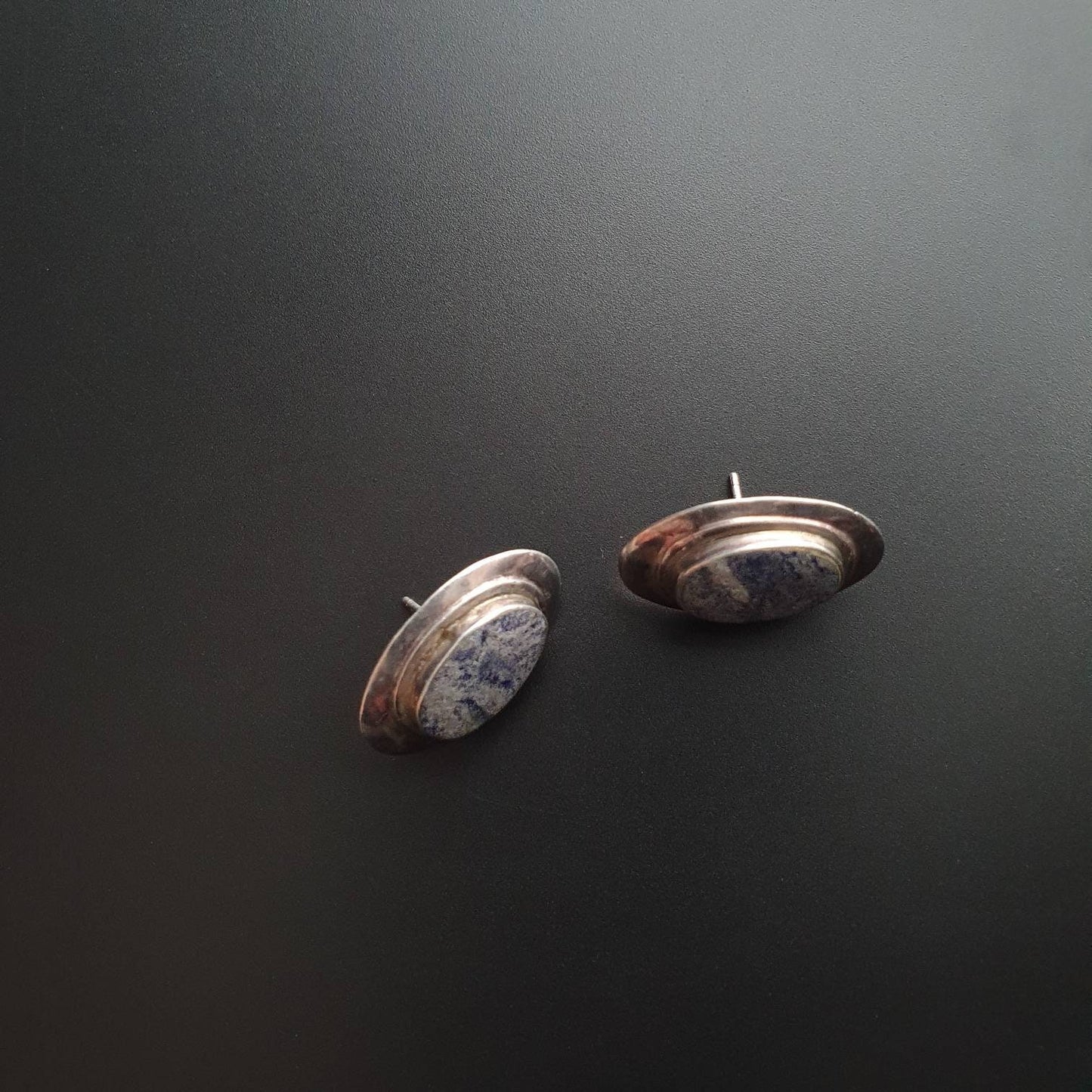 Stud earrings, Lapis gemstone, sterling silver, oval,vintage jewelry, unique,gifts,classical, Victorian, dainty jewellery,handmade jewelry