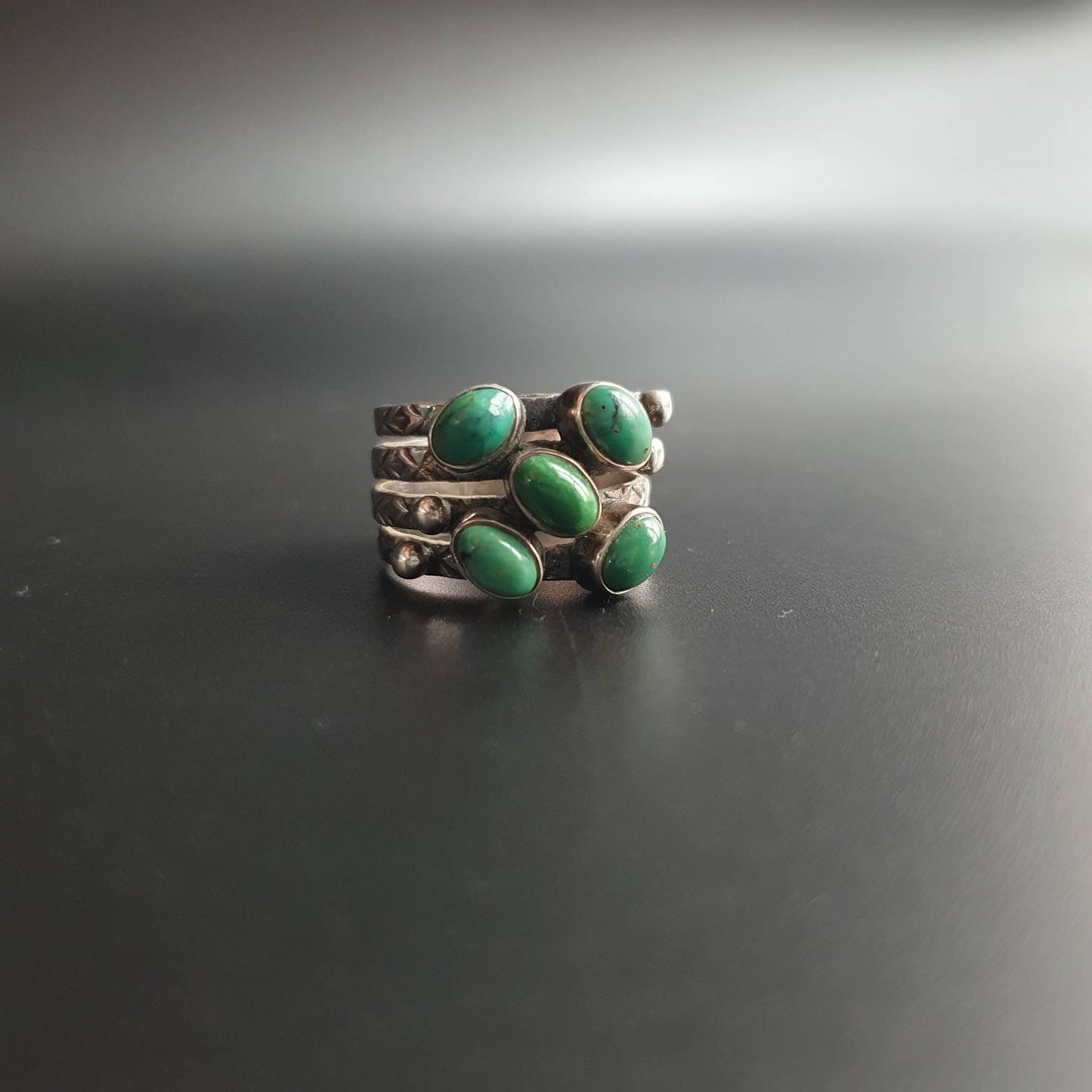 Turquoise ring, multi stone ring, sterling silver jewelry, vintage, handmade, stackable rings, statement jewelry, gifts, unisex, Navajo