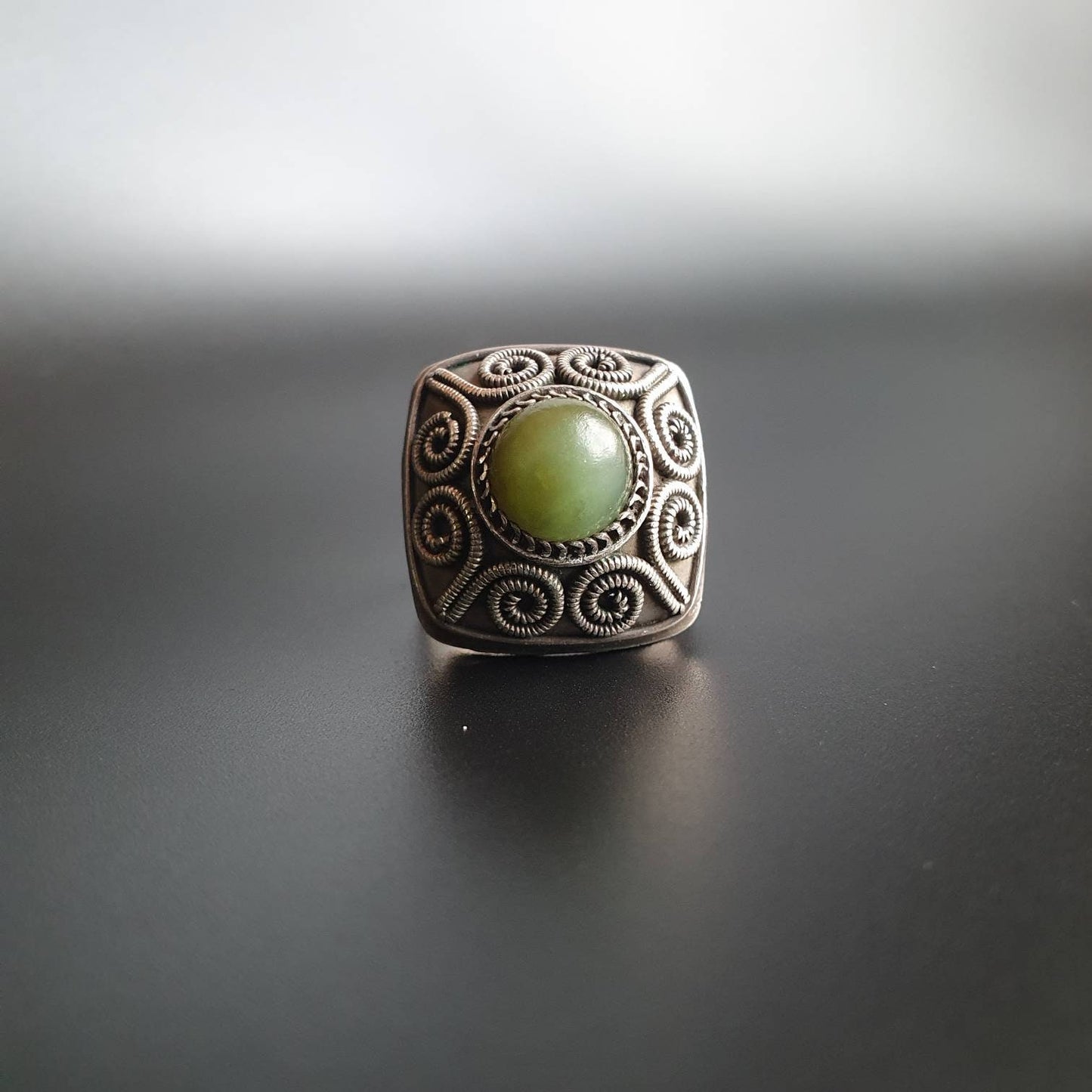 Gothic ring, sterling silver ring, statement ring, chunky ring, historical jewelry, gifts,jade gemstone, healing gemstone, unique jewelry