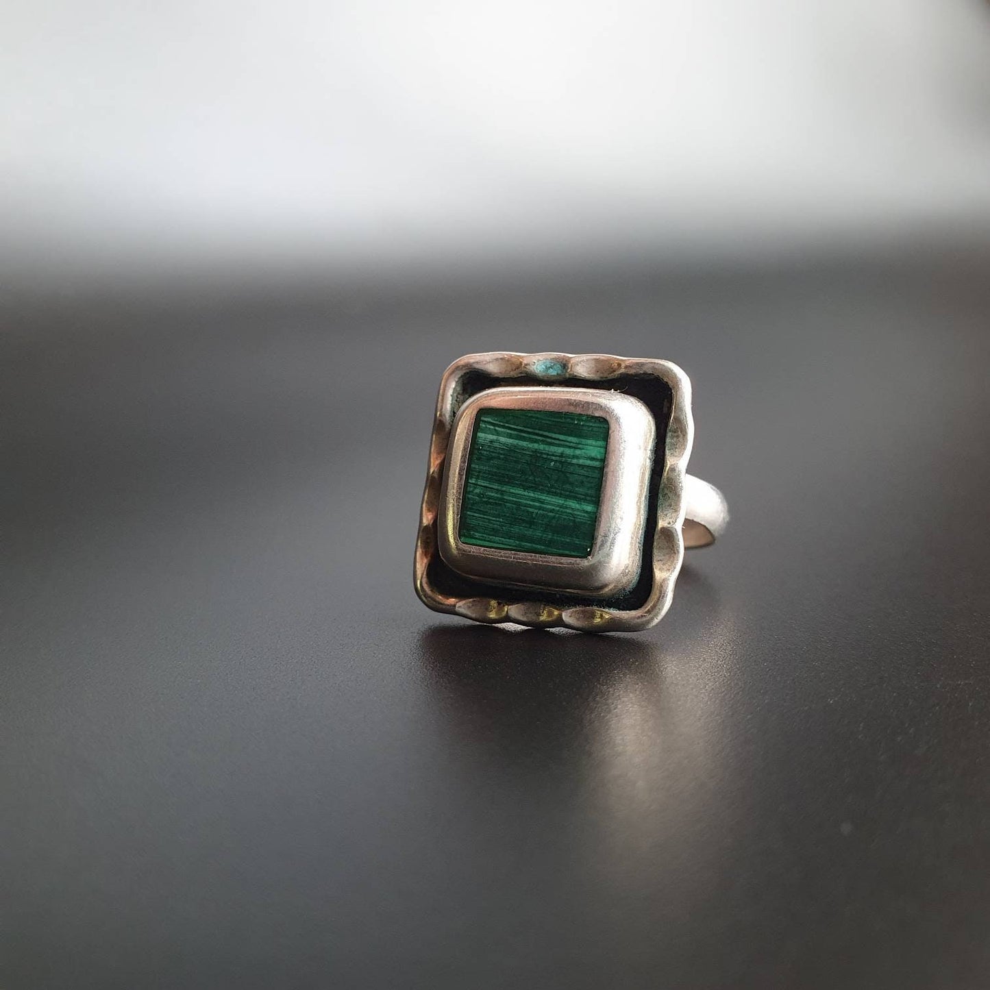 Silver ring, sterling silver statement ring, malachite gemstone, unique jewelry, handmade, vintage, ring, gifts,boho jewelry, ethnic