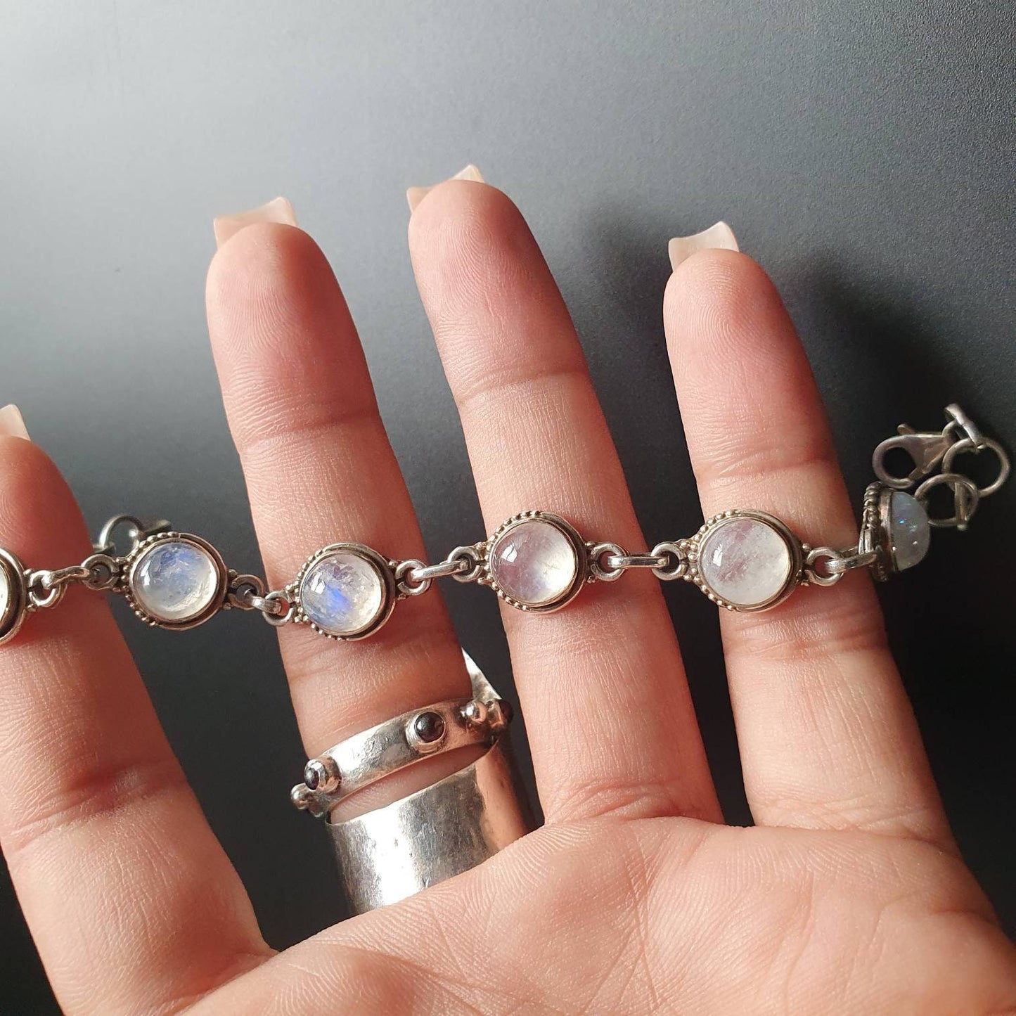 Moonstone stone bracelet - Blue Moonstone bracelet, gifts, unisex, bracelet , Moonstone - Blue moonstone sterling silver