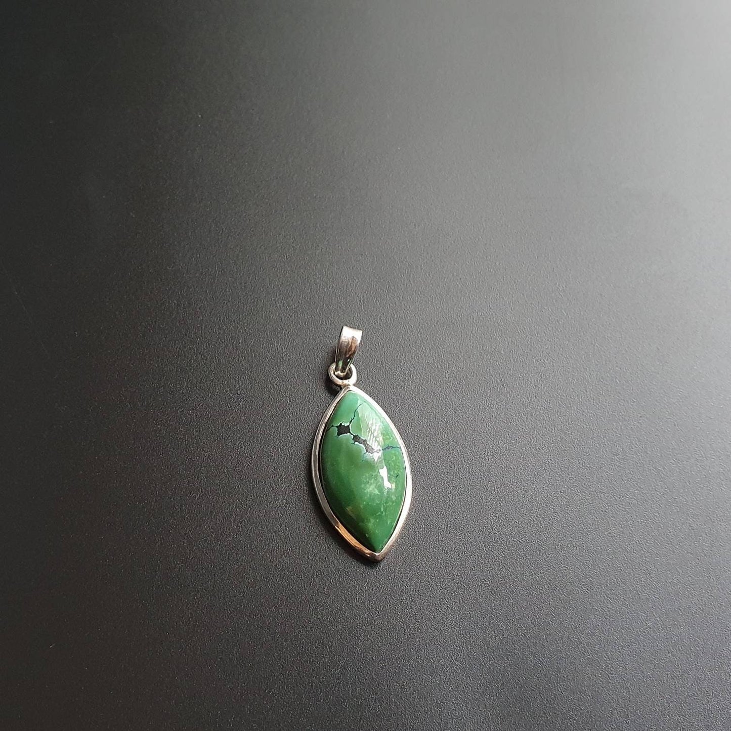 Turquoise Jewellery, Silver Pendant, Green Turquoise gemstone, Sterling Silver Vintage Pendant Necklace, Gift,marquise Gemstone Pendant
