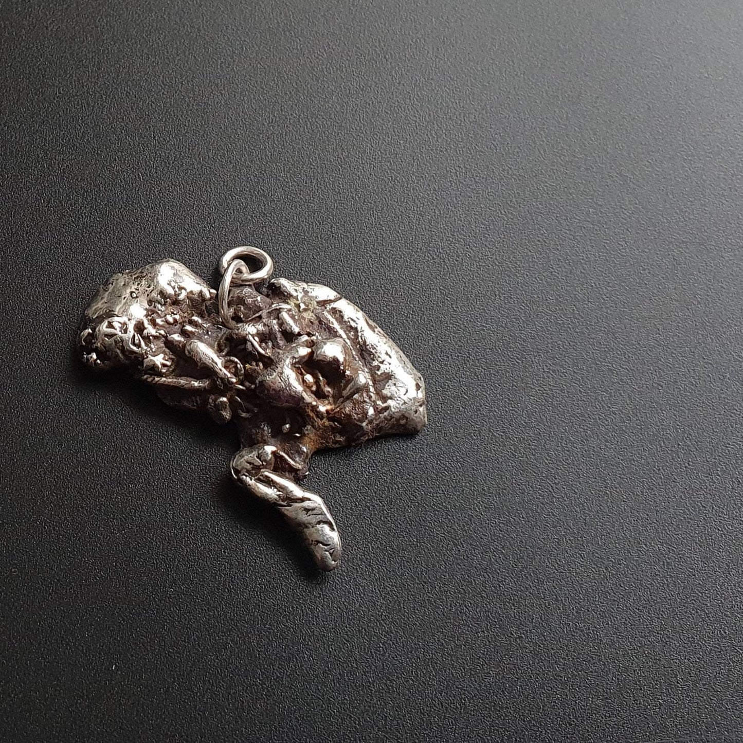 Brutalist,Molten silver pendant, sterling silver, pendant, mangled,art, twisted, abstract, design, vintage, unique style, sterling silver jewelry