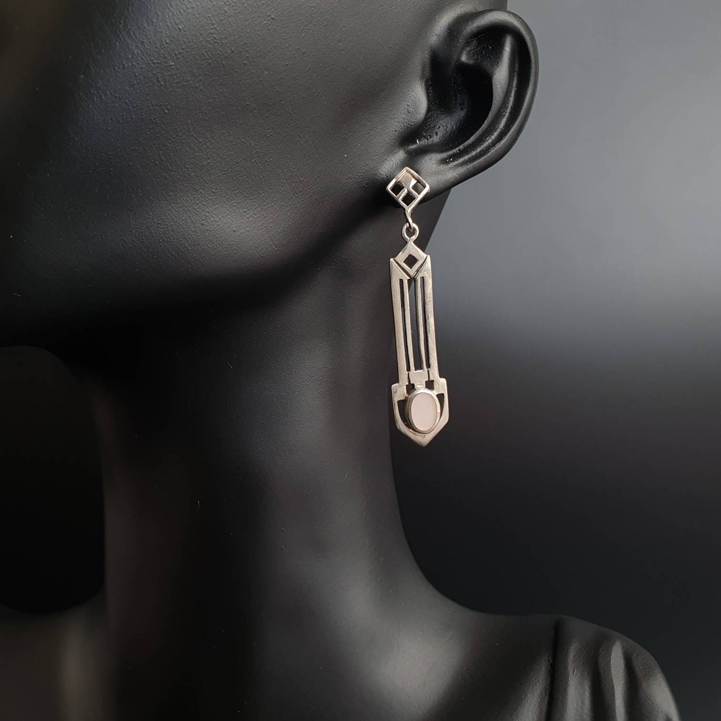 Art deco earrings, sterling silver earrings, statement earrings, vintage earrings, Xmas gifts, silver earrings, 925 earrings