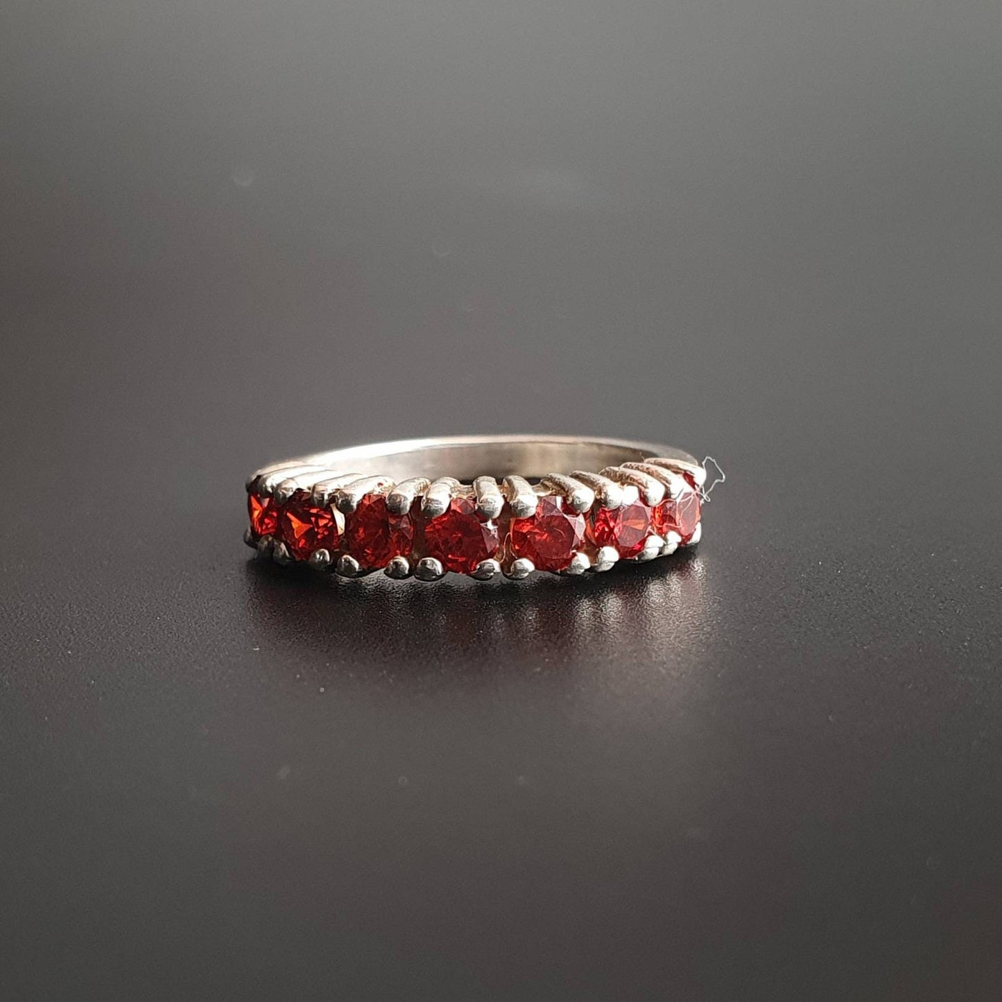 Vintage ring, statement ring, sterling silver ring,love, garnet gemstone, multi stone ring, infinity ring, gifts,red, stackable