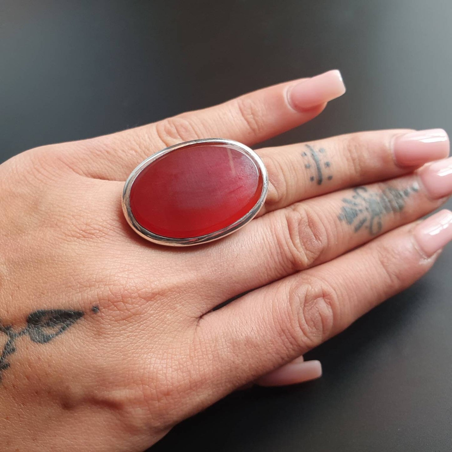 Statement ring, sterling silver ring, carnelian ring, carnelian gemstone, gift, chunky, oversized, silver, unisex, jewellery, costume
