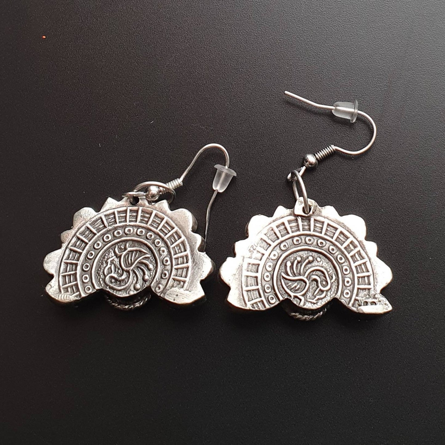Sterling silver earrings, silver earrings, floral earrings,red earrings, ethnic, tribal, jewelry, gifts, vintage, handmade, gemstone jewelry