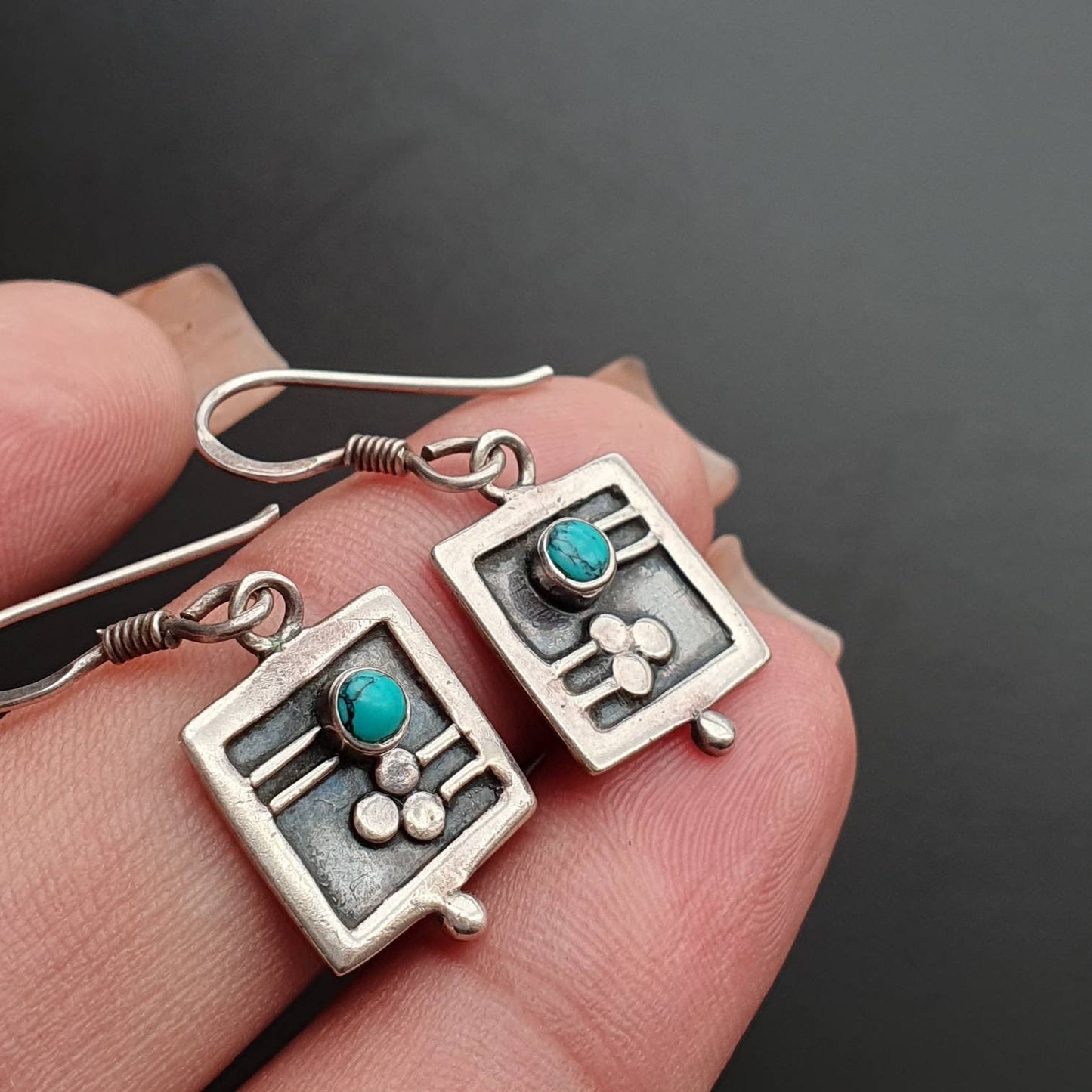Dangle earrings,small earrings, turquoise gemstone, jewelry, sterling silver, earrings, unique, Aztec, zunni, Navajo, southwest, native