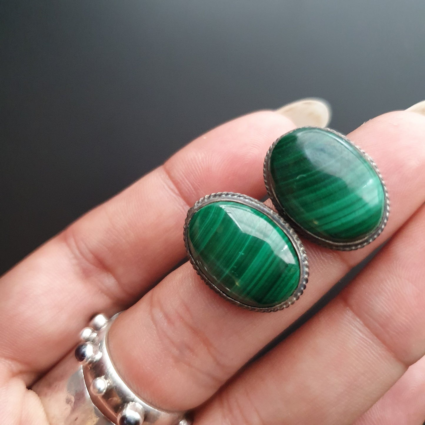 Studs, earrings, malachite, gemstone, sterling silver, gifts, vintage, handmade, free shipping, classic, statement,925, emerald green,