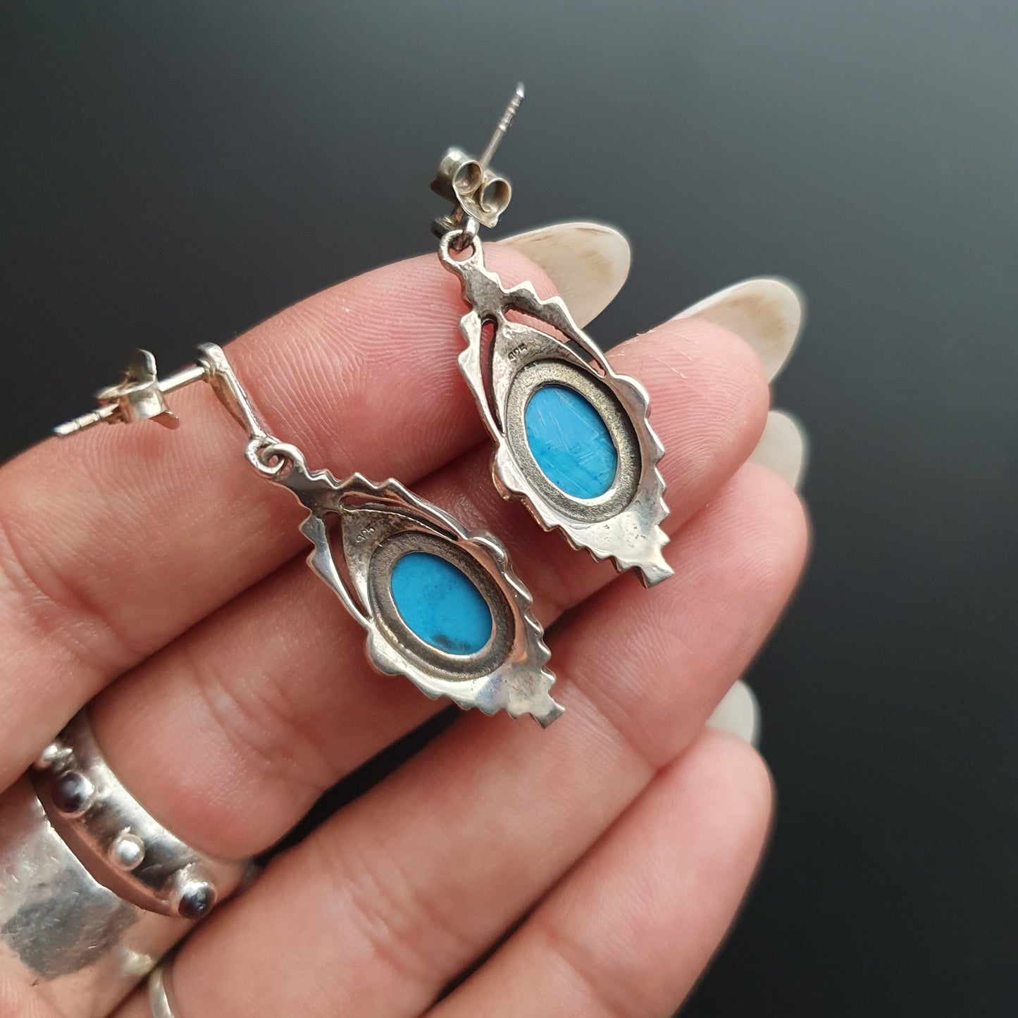 Silver earrings, Victorian earrings, vintage earrings, antique earrings, turquoise earrings, sterling silver earrings, statement earrings